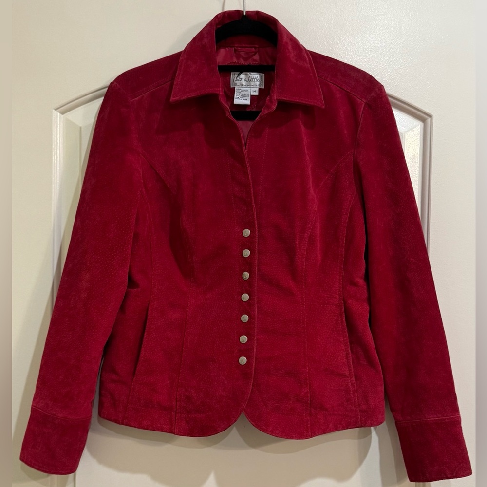 Live a Little Wine Red Suede Leather Vintage Blazer Size M